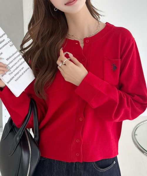 U.S. POLO ASSN.(ユーエスポロアッスン)の「【Ada.別注 U.S. POLO ASSN.】 胸ポケット ベーシック カーディガン(カーディガン/ボレロ・レディース・ネイビー/レッド/グレー/グリーン・M/S)」の13枚目の写真
