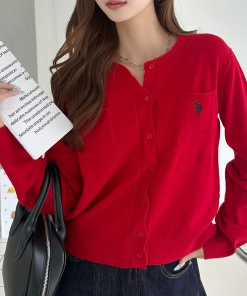U.S. POLO ASSN.(ユーエスポロアッスン)の「【Ada.別注 U.S. POLO ASSN.】 胸ポケット ベーシック カーディガン(カーディガン/ボレロ・レディース・ネイビー/レッド/グレー/グリーン・M/S)」の14枚目の写真