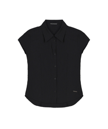 CAP SLEEVE STRIPE SHIRT_BLACK