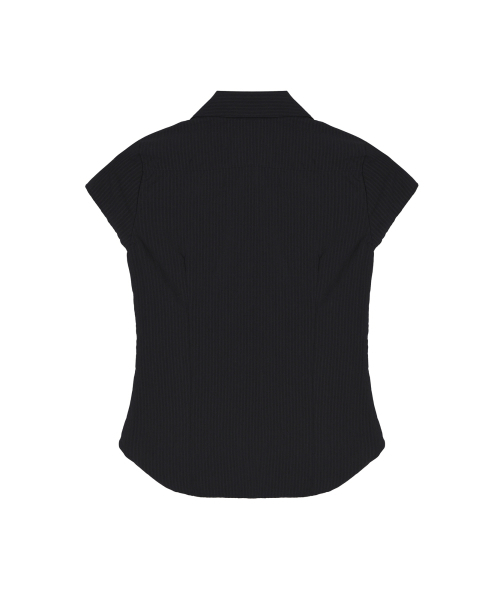NICK&NICOLE(ニックアンドニコール)の「CAP SLEEVE STRIPE SHIRT_BLACK(シャツ/ブラウス・レディース・その他・FREE)」の2枚目の写真