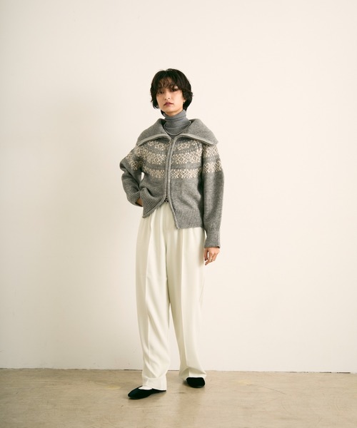 uchi.(ウチ)の「ノルディック柄ダブルジップニットカーディガン(ニット/セーター・レディース・ネイビー/グレー/アイボリー・FREE)」の8枚目の写真