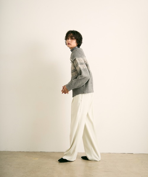 uchi.(ウチ)の「ノルディック柄ダブルジップニットカーディガン(ニット/セーター・レディース・ネイビー/グレー/アイボリー・FREE)」の10枚目の写真
