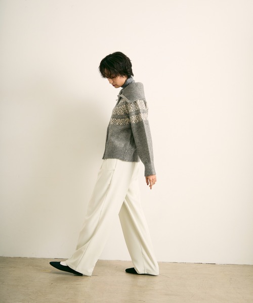 uchi.(ウチ)の「ノルディック柄ダブルジップニットカーディガン(ニット/セーター・レディース・ネイビー/グレー/アイボリー・FREE)」の11枚目の写真