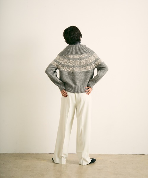 uchi.(ウチ)の「ノルディック柄ダブルジップニットカーディガン(ニット/セーター・レディース・ネイビー/グレー/アイボリー・FREE)」の12枚目の写真