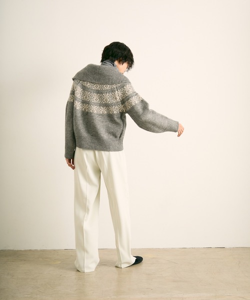 uchi.(ウチ)の「ノルディック柄ダブルジップニットカーディガン(ニット/セーター・レディース・ネイビー/グレー/アイボリー・FREE)」の13枚目の写真