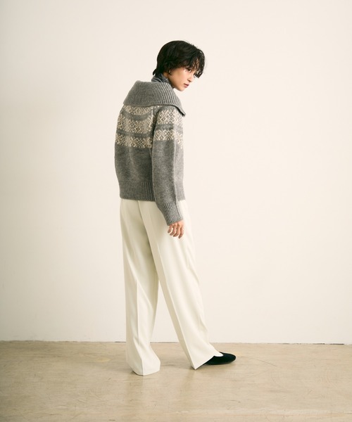 uchi.(ウチ)の「ノルディック柄ダブルジップニットカーディガン(ニット/セーター・レディース・ネイビー/グレー/アイボリー・FREE)」の14枚目の写真