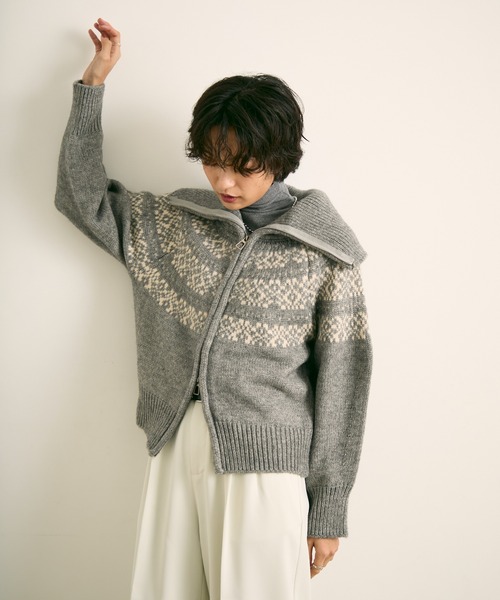 uchi.(ウチ)の「ノルディック柄ダブルジップニットカーディガン(ニット/セーター・レディース・ネイビー/グレー/アイボリー・FREE)」の21枚目の写真