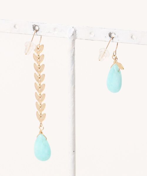 tone(トーン)の「【nicotto-nicotto】アシンメトリーアマゾナイトピアス(MA)(ピアス(両耳用)・レディース・ゴールド・FREE)」の4枚目の写真