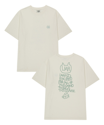 シンボル刺繍ロゴドローイングTシャツクリーム