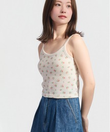 ワッフル花柄クロップドキャミソール(パック入)