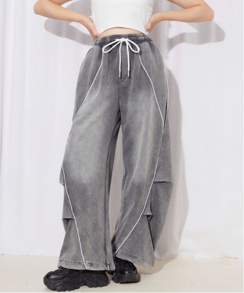 GORGE(ゴージ)の「ピグメント パイピングイージーパンツ|全3色(スウェットパンツ・レディース・スミクロ/グレー/ネイビー・F)」の1枚目の写真
