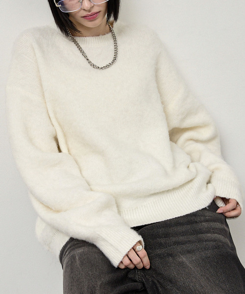 Alfred Alex（アルフレッドアレックス）の「【Alfred Alex】Mohair-Like Shaggy Knit / モヘアライク ルーズシャギーニット（ニット/セーター・メンズ・ネイビー系/レッド系/ブラック系/ブラック/ダークグレー/アイボリー・M/L）」の17枚目の写真