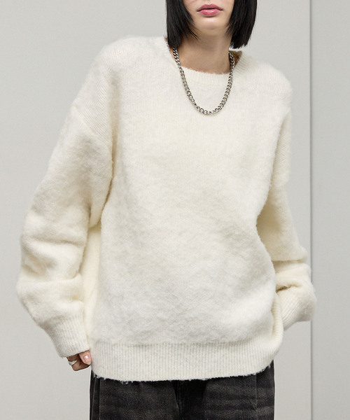 Alfred Alex（アルフレッドアレックス）の「【Alfred Alex】Mohair-Like Shaggy Knit / モヘアライク ルーズシャギーニット（ニット/セーター・メンズ・ネイビー系/レッド系/ブラック系/ブラック/ダークグレー/アイボリー・M/L）」の18枚目の写真