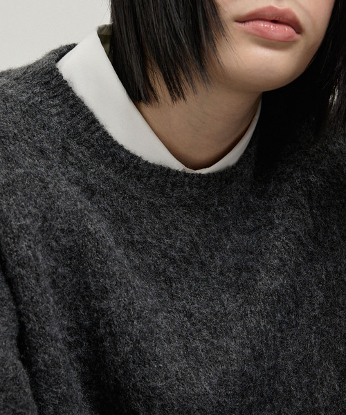 Alfred Alex（アルフレッドアレックス）の「【Alfred Alex】Mohair-Like Shaggy Knit / モヘアライク ルーズシャギーニット（ニット/セーター・メンズ・ネイビー系/レッド系/ブラック系/ブラック/ダークグレー/アイボリー・M/L）」の7枚目の写真