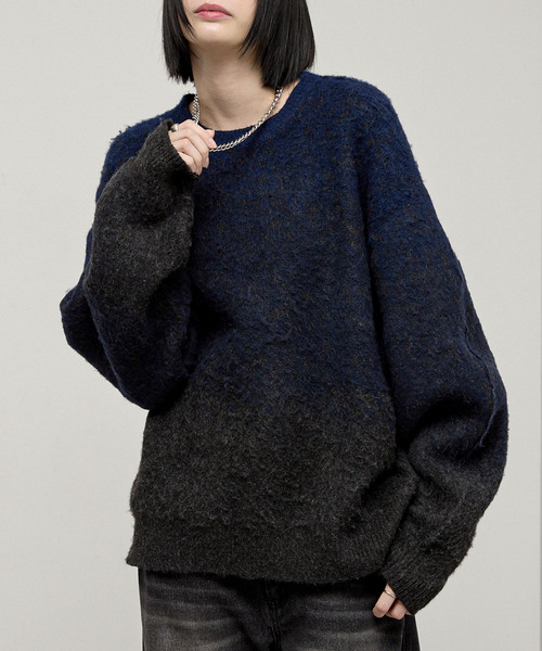 Alfred Alex（アルフレッドアレックス）の「【Alfred Alex】Mohair-Like Shaggy Knit / モヘアライク ルーズシャギーニット（ニット/セーター・メンズ・ネイビー系/レッド系/ブラック系/ブラック/ダークグレー/アイボリー・M/L）」の9枚目の写真