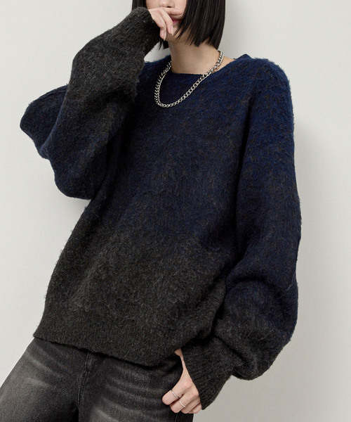 Alfred Alex（アルフレッドアレックス）の「【Alfred Alex】Mohair-Like Shaggy Knit / モヘアライク ルーズシャギーニット（ニット/セーター・メンズ・ネイビー系/レッド系/ブラック系/ブラック/ダークグレー/アイボリー・M/L）」の10枚目の写真