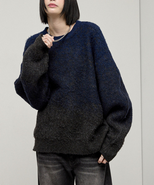 Alfred Alex（アルフレッドアレックス）の「【Alfred Alex】Mohair-Like Shaggy Knit / モヘアライク ルーズシャギーニット（ニット/セーター・メンズ・ネイビー系/レッド系/ブラック系/ブラック/ダークグレー/アイボリー・M/L）」の11枚目の写真