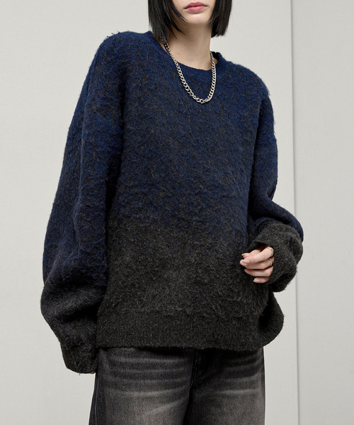Alfred Alex（アルフレッドアレックス）の「【Alfred Alex】Mohair-Like Shaggy Knit / モヘアライク ルーズシャギーニット（ニット/セーター・メンズ・ネイビー系/レッド系/ブラック系/ブラック/ダークグレー/アイボリー・M/L）」の12枚目の写真