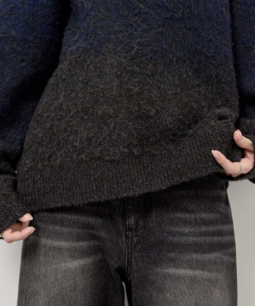Alfred Alex（アルフレッドアレックス）の「【Alfred Alex】Mohair-Like Shaggy Knit / モヘアライク ルーズシャギーニット（ニット/セーター・メンズ・ネイビー系/レッド系/ブラック系/ブラック/ダークグレー/アイボリー・M/L）」の14枚目の写真
