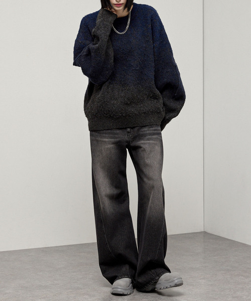 Alfred Alex（アルフレッドアレックス）の「【Alfred Alex】Mohair-Like Shaggy Knit / モヘアライク ルーズシャギーニット（ニット/セーター・メンズ・ネイビー系/レッド系/ブラック系/ブラック/ダークグレー/アイボリー・M/L）」の15枚目の写真
