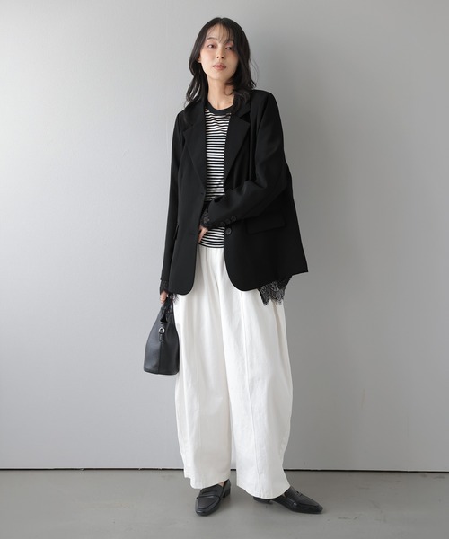 AMELY(エミリー)の「レース レイヤード テーラードジャケット/アウター/美シルエット(テーラードジャケット・レディース・ブラウン/ブラック/グレー・フリー)」の12枚目の写真