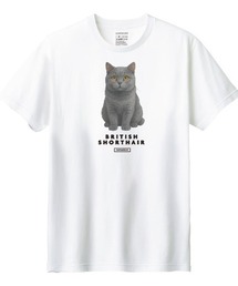 Moftique(モフティック) 半袖Tシャツ ブリティッシュショートヘア 猫 アニマル プリント トップス カットソー メンズ ユニセックス