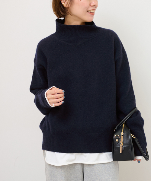 JOURNAL STANDARD relume(ジャーナルスタンダード レリューム)の「《追加》ウールカシミヤハイネックプルオーバー(ニット/セーター・レディース・ホワイト/チャコールグレー/ネイビー/ピンク・FREE)」の3枚目の写真