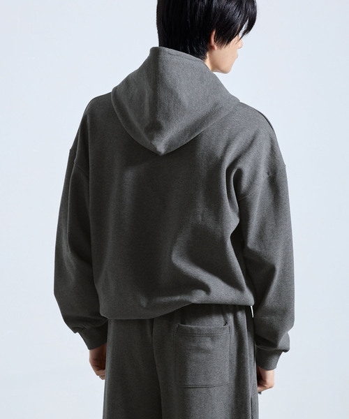 SERACE（セラス）の「【SERACE】HEAVY WEIGHT DRAW CORD SHORT DOUBLE ZIP HOODIE / ヘビーウェイトドローコードショートダブルジップフーディー（パーカー・メンズ・杢グレー/ブラック系/チャコールグレー・L/S/M）」の9枚目の写真