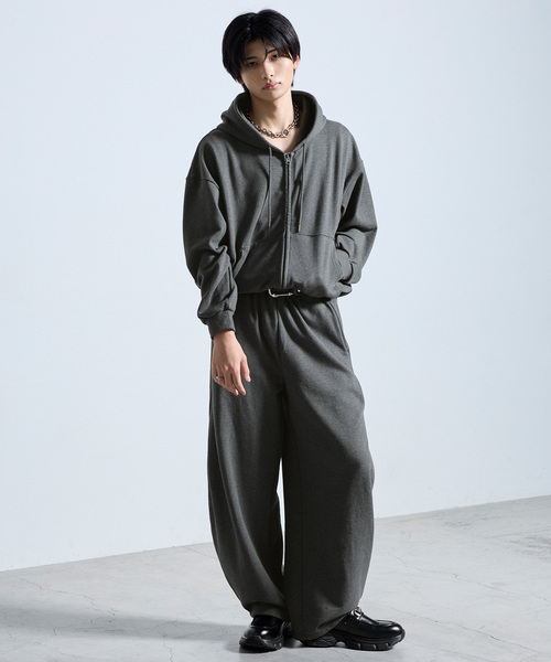 SERACE（セラス）の「【SERACE】HEAVY WEIGHT DRAW CORD SHORT DOUBLE ZIP HOODIE / ヘビーウェイトドローコードショートダブルジップフーディー（パーカー・メンズ・杢グレー/ブラック系/チャコールグレー・L/S/M）」の13枚目の写真