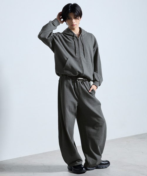 SERACE（セラス）の「【SERACE】HEAVY WEIGHT DRAW CORD SHORT DOUBLE ZIP HOODIE / ヘビーウェイトドローコードショートダブルジップフーディー（パーカー・メンズ・杢グレー/ブラック系/チャコールグレー・L/S/M）」の14枚目の写真