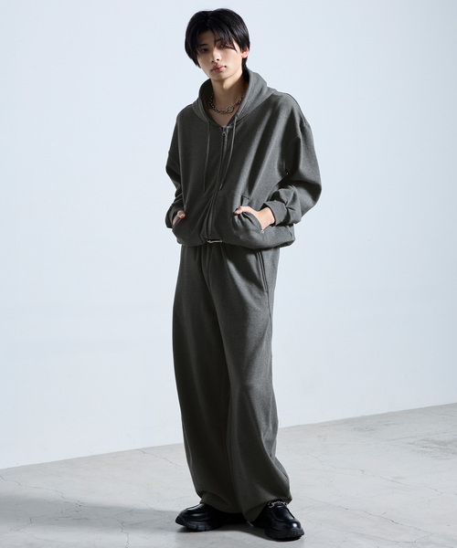 SERACE（セラス）の「【SERACE】HEAVY WEIGHT DRAW CORD SHORT DOUBLE ZIP HOODIE / ヘビーウェイトドローコードショートダブルジップフーディー（パーカー・メンズ・杢グレー/ブラック系/チャコールグレー・L/S/M）」の15枚目の写真