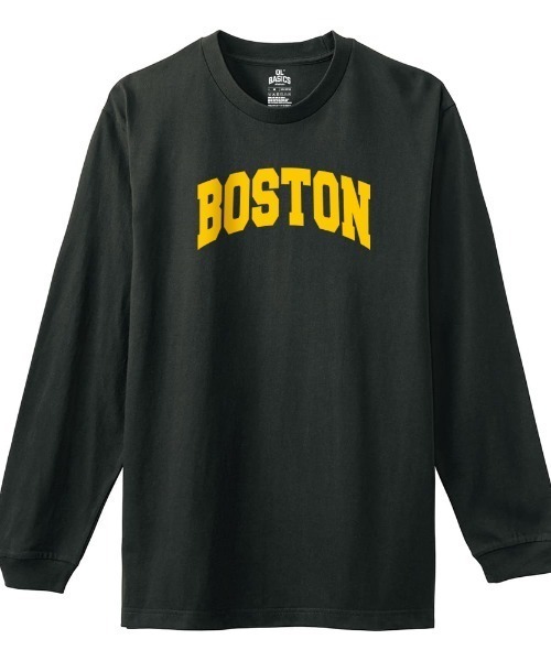 Ol' Basics(オールベーシックス)の「Ol' Basics(オール・ベーシックス) 長袖Tシャツ BOSTON アーチロゴ プリント 袖リブ ロンT ロングTシャツ トップス カットソー メンズ ユニセックス(Tシャツ/カットソー・メンズ・スミクロ/バーガンディー/アーミー/ネイビー・M/XL/L)」の2枚目の写真
