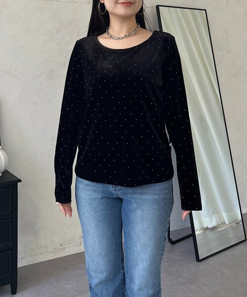prose verse(プロズヴェール)の「ボートネックキラキラベロアトップス(Tシャツ/カットソー・レディース・ブラック・MEDIUM/LARGE)」の12枚目の写真