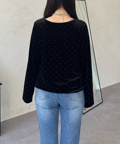 prose verse(プロズヴェール)の「ボートネックキラキラベロアトップス(Tシャツ/カットソー・レディース・ブラック・MEDIUM/LARGE)」の14枚目の写真