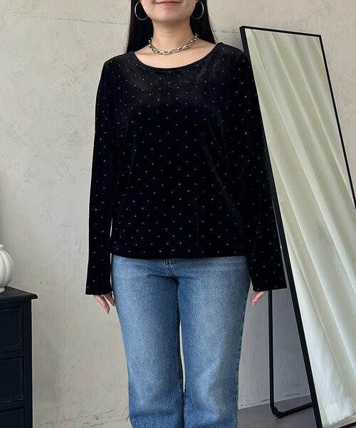 prose verse(プロズヴェール)の「ボートネックキラキラベロアトップス(Tシャツ/カットソー・レディース・ブラック・MEDIUM/LARGE)」の15枚目の写真