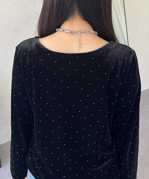 prose verse(プロズヴェール)の「ボートネックキラキラベロアトップス(Tシャツ/カットソー・レディース・ブラック・MEDIUM/LARGE)」の18枚目の写真