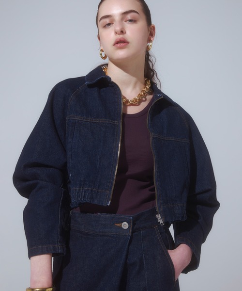 SOMETHING(サムシング)の「【GISELe10月号掲載】atelier SOMETHING BLOUSON/デニムブルゾン(デニムジャケット・レディース・ブラック/インディゴブルー/ライトインディゴブルー・FREE)」の1枚目の写真