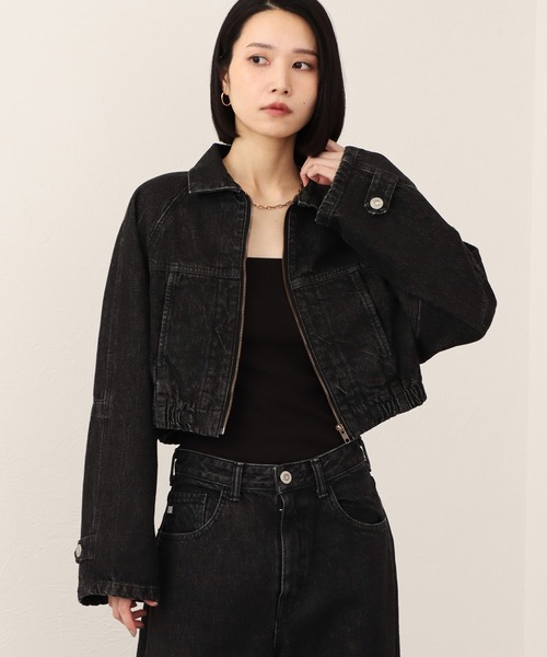SOMETHING(サムシング)の「【GISELe10月号掲載】atelier SOMETHING BLOUSON/デニムブルゾン(デニムジャケット・レディース・ブラック/インディゴブルー/ライトインディゴブルー・FREE)」の2枚目の写真