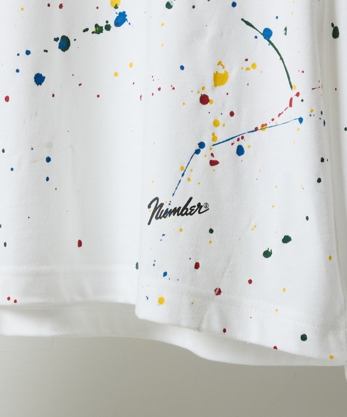 NUMBER (N)INE(ナンバーナイン)の「HAND PAINTED BASIC HEM PRINTED HENLEY NECK L/S T-SHIRT / ハンドペイント ベーシック ワンポイント ロゴプリント ヘンリーネック ロンT(Tシャツ/カットソー・メンズ・ホワイト系その他2/ブラック系その他2/ブラック/ホワイト・M/L/XL)」の8枚目の写真
