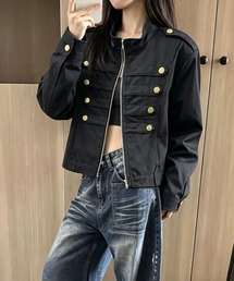 スタンドカラーナポレオンジップアップジャケット
