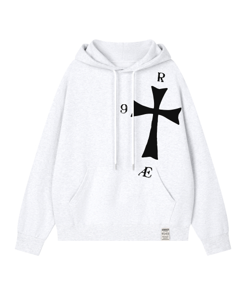 GRAVER（グレーバー）の「[UNISEX]9RAE CROSS フーディ_4color（パーカー・レディース・ホワイト/ブラック/ネイビー/グレー・SMALL/MEDIUM/LARGE）」の7枚目の写真