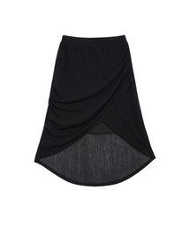 Grunge Shirring Wrap Skirt (Black)