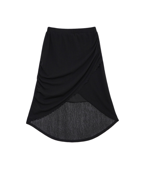 HETIT(ヘティ)の「Grunge Shirring Wrap Skirt (Black)(スカート・レディース・その他・FREE)」の1枚目の写真