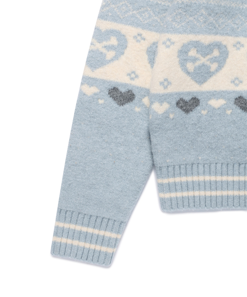 Cavish(カビシ)の「SKULL HEART ノルディックニットカーディガン ブルー(CV2GFUK680A)(カーディガン/ボレロ・レディース・ライトブルー・MEDIUM/SMALL)」の4枚目の写真