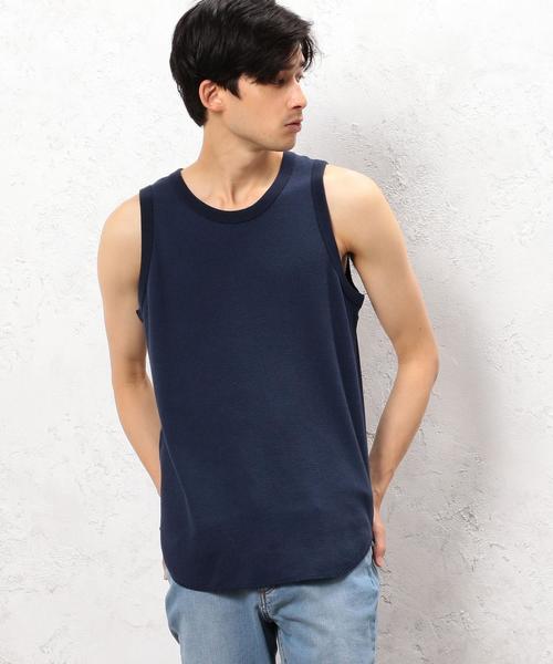 green label relaxing（グリーンレーベルリラクシング）の「SC WAFFLE ロング タンクトップ ②◆（タンクトップ・メンズ・グレー/ホワイト/ネイビー・LARGE/SMALL/MEDIUM）」の3枚目の写真
