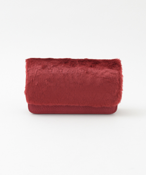 RODE SKO（ロデスコ）の「RODE SKO AUNI ファーパーティクラッチ（クラッチバッグ・レディース・レッド/グレー・FREE）」の2枚目の写真