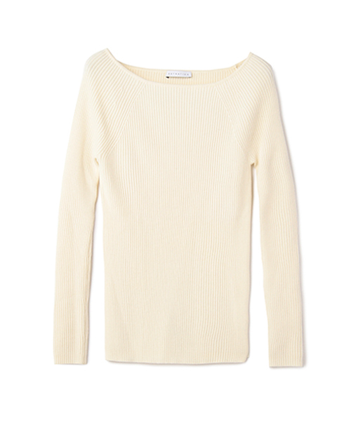 ESTNATION(エストネーション)の「ESTNATION リブニットプルオーバー(ニット/セーター・レディース・カーキ/イエロー/ホワイト/チャコールグレー/ネイビー/ライトグレー/ブラック/オリーブ/ライトピンク・38)」の2枚目の写真