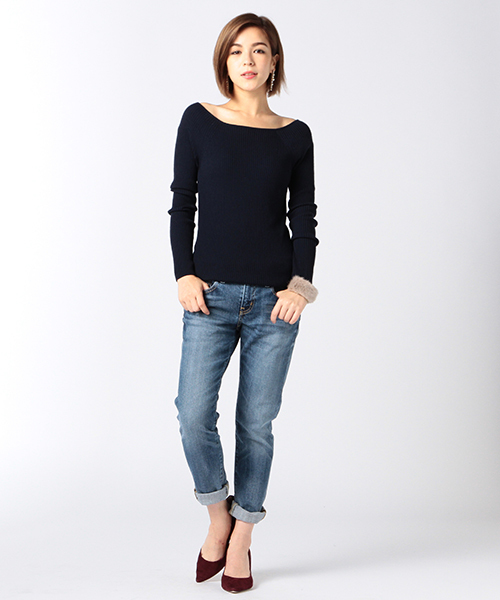 ESTNATION(エストネーション)の「ESTNATION リブニットプルオーバー(ニット/セーター・レディース・カーキ/イエロー/ホワイト/チャコールグレー/ネイビー/ライトグレー/ブラック/オリーブ/ライトピンク・38)」の20枚目の写真