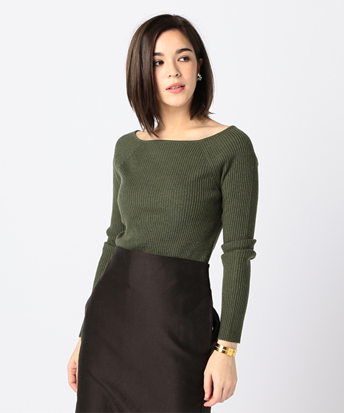 ESTNATION(エストネーション)の「ESTNATION リブニットプルオーバー(ニット/セーター・レディース・カーキ/イエロー/ホワイト/チャコールグレー/ネイビー/ライトグレー/ブラック/オリーブ/ライトピンク・38)」の13枚目の写真