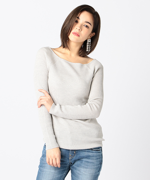 ESTNATION(エストネーション)の「ESTNATION リブニットプルオーバー(ニット/セーター・レディース・カーキ/イエロー/ホワイト/チャコールグレー/ネイビー/ライトグレー/ブラック/オリーブ/ライトピンク・38)」の15枚目の写真